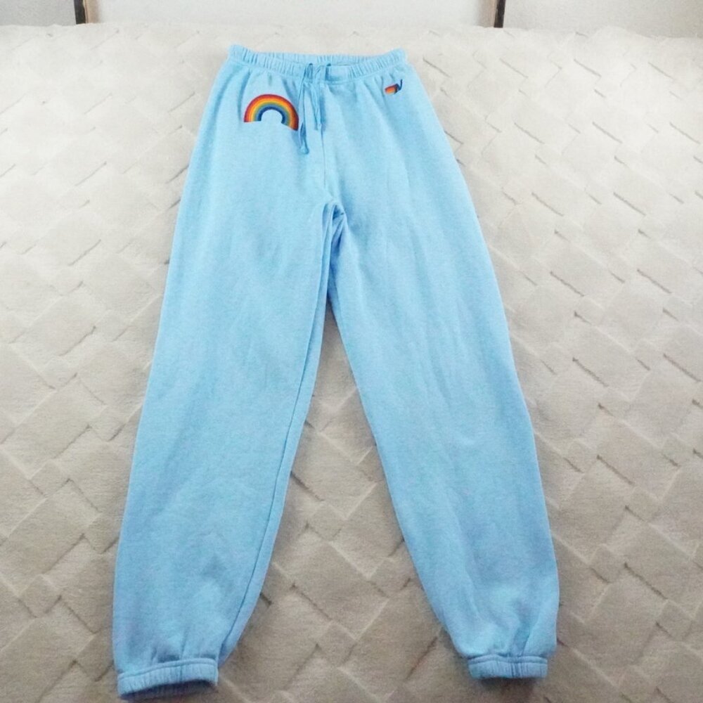 Aviator Nation Light Blue Rainbow Track Pants